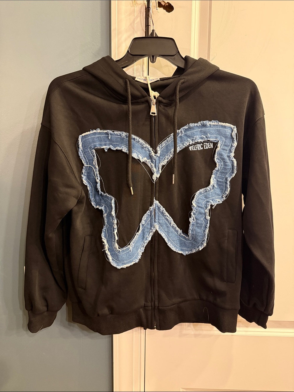 Aelfric Eden Black Butterfly Full Zip Hoodie NWT